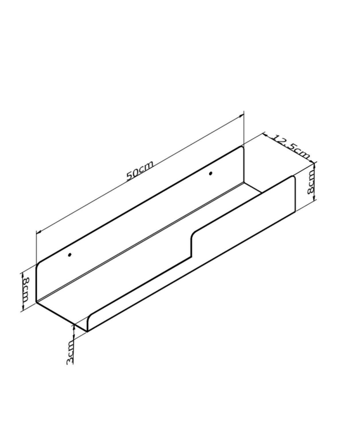 Repisa Flotante de Metal Eva INOX 50 x 12.5 x 6.5 cm