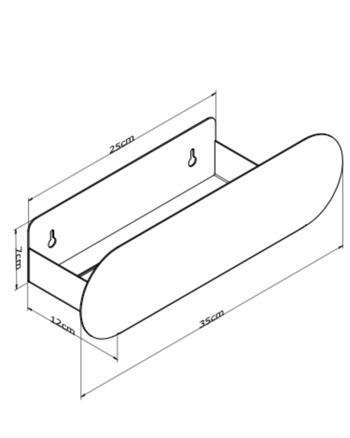 Repisa Flotante Oval INOX 35 x 12 x 10 cm